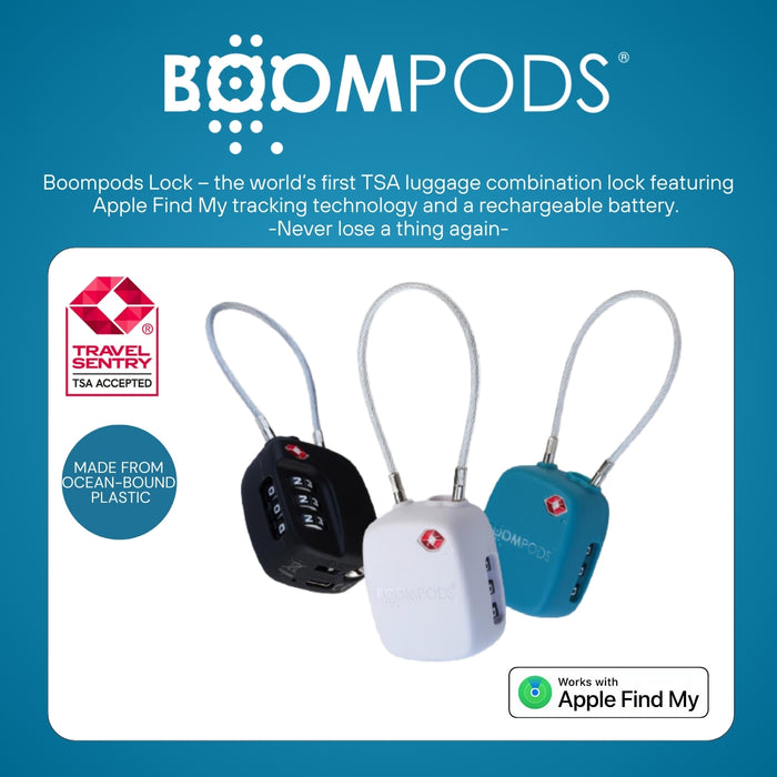 Boompods Tracker Lock - Apple Find My 可充電行李密碼鎖